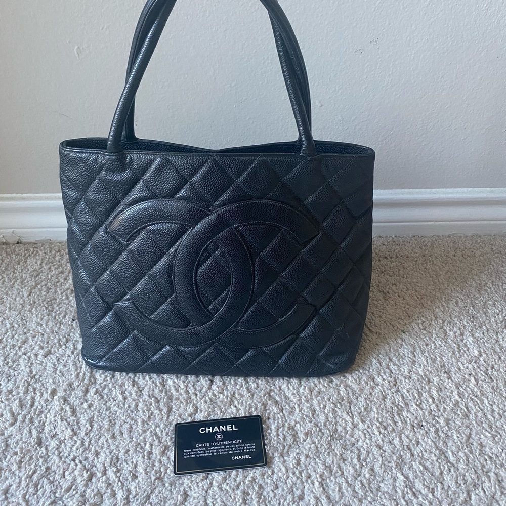 Chanel Black Quilted Leather Tote with Iconic CC Logo